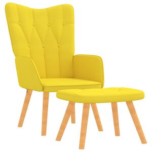 vidaXL Scaun relaxare cu taburet, galben muștar, textil