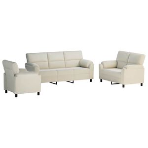 vidaXL Set de canapea 3 buc. Crem Catifea