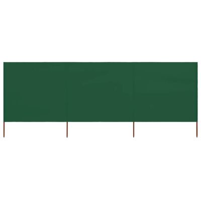 vidaXL Paravan anti-vânt cu 3 panouri, verde, 400 x 80 cm, textil