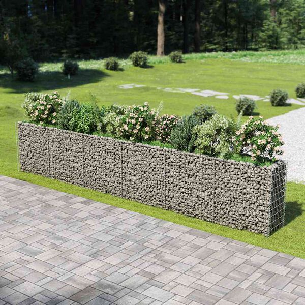 vidaXL Strat &icirc;nălțat gabion, 540 x 50 x 100 cm, oțel galvanizat