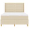 vidaXL Pat cu arcuri cu saltea cu headboard Crem 140 x 200 cm țesătură