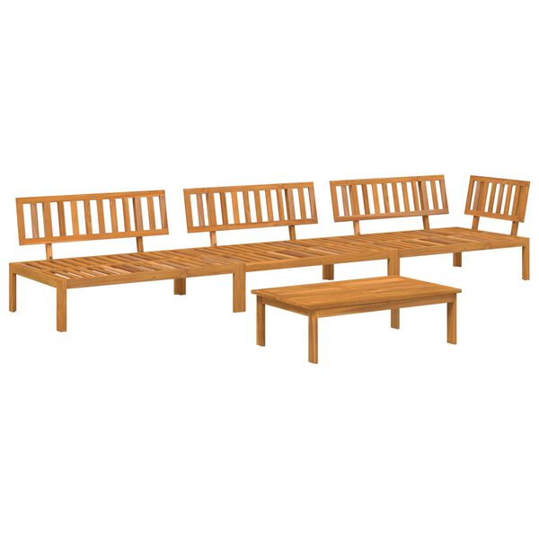 vidaXL Set de canapea cu pernă 4 pcs Antracit Lemn Solid de Acacia