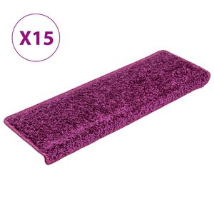 vidaXL Covorașe pentru scări, 15 buc., 65x21x4 cm, violet, cu margini dreptunghiulare