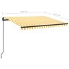 vidaXL Copertină retractabilă manual cu LED, galben/alb, 3,5x2,5 m