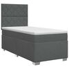 vidaXL Pat boxspring cu saltea cu headboard Gri &icirc;nchis Unic Țesătură