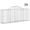 vidaXL Coșuri gabion arcuite 9 buc, 200x30x80/100cm, fier galvanizat