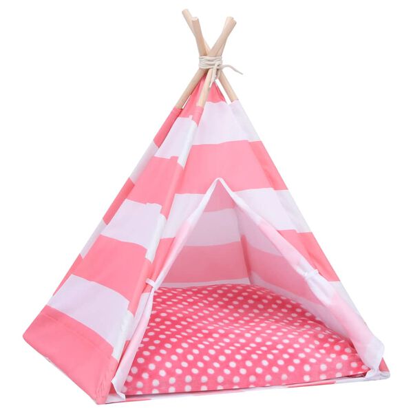 vidaXL Cort pentru pisici tipi cu sac coajă piersică, 60x60x70 cm, dungi
