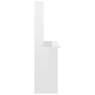 vidaXL Birou cu rafturi, alb extralucios, 110x45x157 cm, PAL