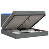 vidaXL Pat Ottoman cu Saltea și LED Gri &icirc;nchis 200 x 200 cm Țesătură
