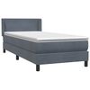 vidaXL Pat box spring cu saltea, gri &icirc;nchis, 100x210 cm, catifea