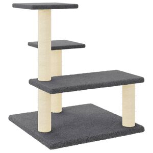 vidaXL Ansamblu pisici cu st&acirc;lpi din funie sisal, gri &icirc;nchis, 61 cm