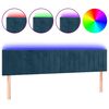 vidaXL Tăblie de pat cu LED, albastru &icirc;nchis, 180x5x78/88 cm, catifea