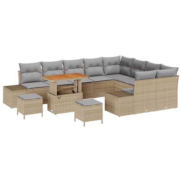 vidaXL Set de canapele pentru grădină 12 pcs Bej Rattan poli