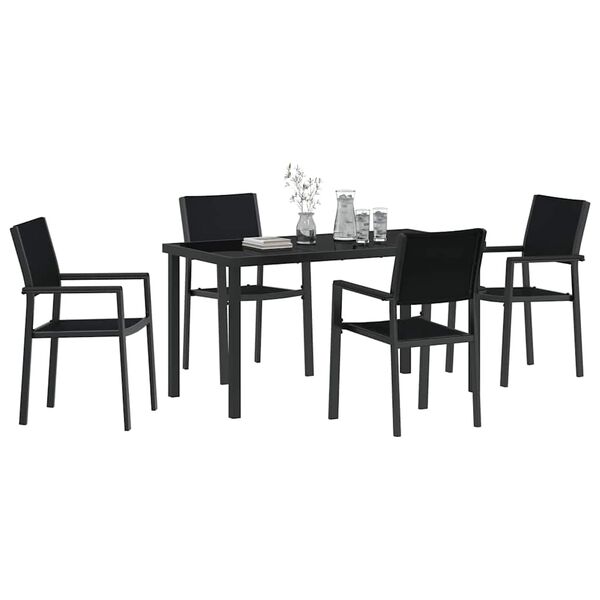 vidaXL Set de masă pentru grădină 5 pcs Negru