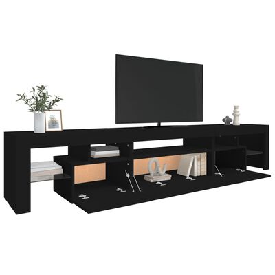vidaXL Comodă TV cu lumini LED, negru, 215x36,5x40 cm