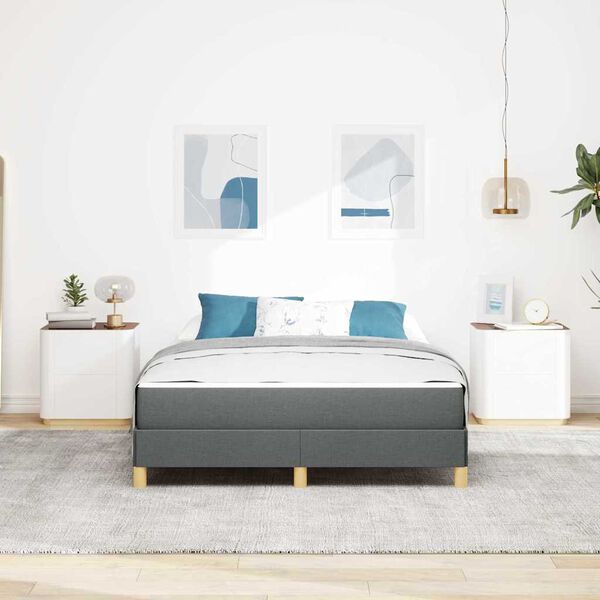 vidaXL Pat cu arcuri cu saltea Gri &icirc;nchis 140 x 190 cm țesătură