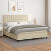 vidaXL Pat box spring cu saltea, crem, 180x200 cm, piele ecologică
