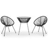 vidaXL Set mobilier de exterior, 3 piese, negru, ratan PVC