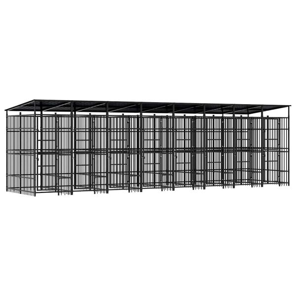 vidaXL Padoc pentru c&acirc;ini de exterior cu acoperiș, 14,75 m&sup2;, oțel