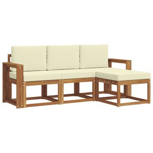 vidaXL Set de canapele de exterior cu pernă 4 pcs Natural și Crem