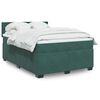 vidaXL Pat box spring cu saltea, verde &icirc;nchis, 140x190 cm, catifea