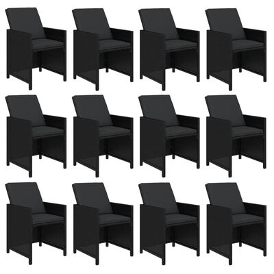 vidaXL Set mobilier de exterior cu perne, 13 piese, negru, poliratan