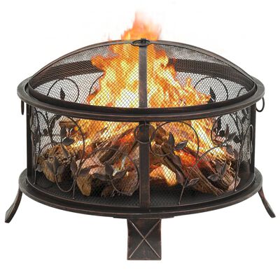 vidaXL Vatră de foc rustică, cu vătrai, 67,5 cm, oțel, XXL