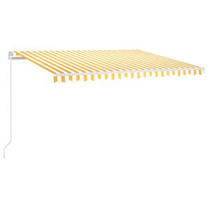 vidaXL Copertină retractabilă manual, galben și alb, 450x300 cm