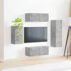 vidaXL Set comodă TV Pe perete 4 pcs Gri din beton Lemn compozit