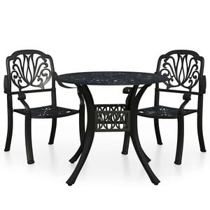 vidaXL Set mobilier bistro, 3 piese, negru, aluminiu turnat