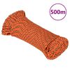 vidaXL Fr&acirc;nghie de barcă, portocaliu, 3 mm, 500 m, polipropilenă