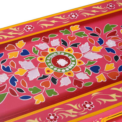 vidaXL Servantă cu sertare, lemn masiv de mango, roz, pictat manual
