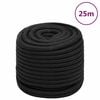 vidaXL Fr&acirc;nghie de barcă, negru complet, 16 mm, 25 m, polipropilenă