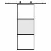 vidaXL Ușă glisantă cu set feronerie neagră 76x205cm sticlă securizată