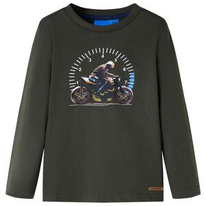vidaXL Tricou cu m&acirc;neci lungi pentru copii, kaki, 104