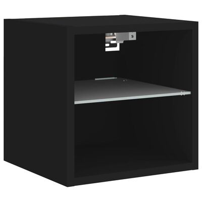 vidaXL Unități de perete TV cu LED-uri, 8 piese, negru, lemn prelucrat