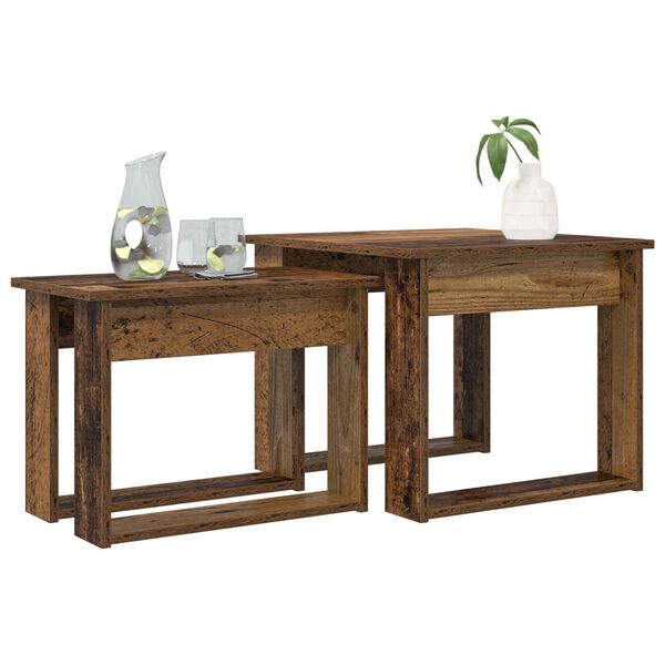 vidaXL Set de măsuțe de cafea 2 pcs Lemn vechi Lemn compozit