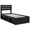 vidaXL Cadru de pat cu headboard Negru 75 x 190 cm Lemn de pin masiv