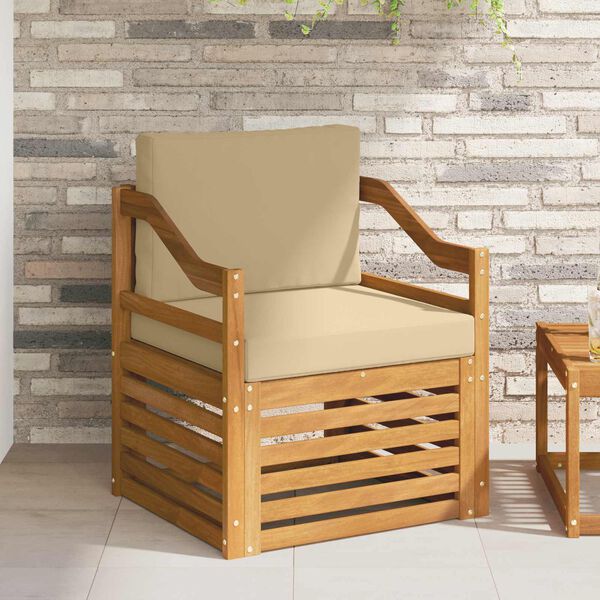vidaXL Set de canapele de exterior cu pernă natural 67 x 63 x 73 cm