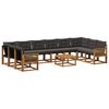 vidaXL Set de canapele de exterior cu pernă 11 pcs Natural și Negru