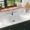 vidaXL Chiuvetă de bucătărie din granit, alb, bazin unic