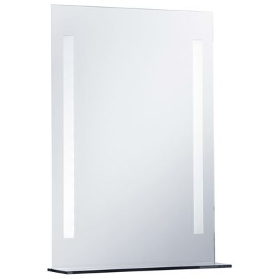 vidaXL Oglindă cu LED de perete pentru baie, cu raft, 50 x 70 cm