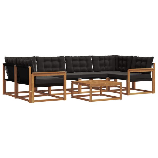 vidaXL Set de canapele de exterior cu pernă 7 pcs Natural și Negru