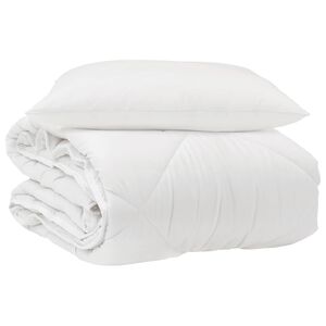 vidaXL Duvet pentru Toate Sezoanele cu pernă 2 pcs Alb Microfibră