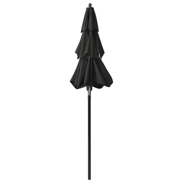vidaXL Umbrelă de grădină cu 3 niveluri, stâlp aluminiu, negru, 2 m
