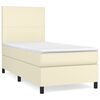 vidaXL Pat box spring cu saltea, crem, 100x200 cm, piele ecologică