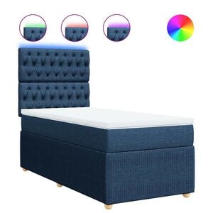 vidaXL Pat box spring cu saltea, albastru, 80x200 cm, textil