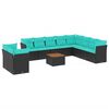 vidaXL Set canapele de grădină cu perne, 11 piese, negru, poliratan