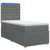 vidaXL Pat cu arcuri LED și saltea Gri &icirc;nchis 100 x 200 cm Țesătură