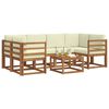 vidaXL Set de canapele de exterior cu pernă 7 pcs Natural și Crem